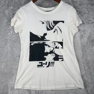 Yuri On Ice Anime Manga Graphic T Shirt White Short Sleeve Size‎ L